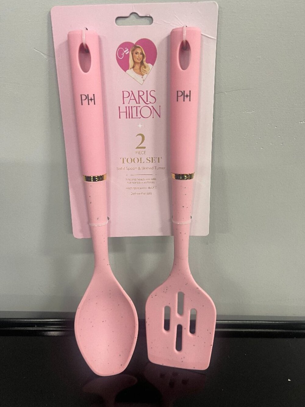 Paris Hilton Pink Silicone Spoon & Turner Set 2pc New